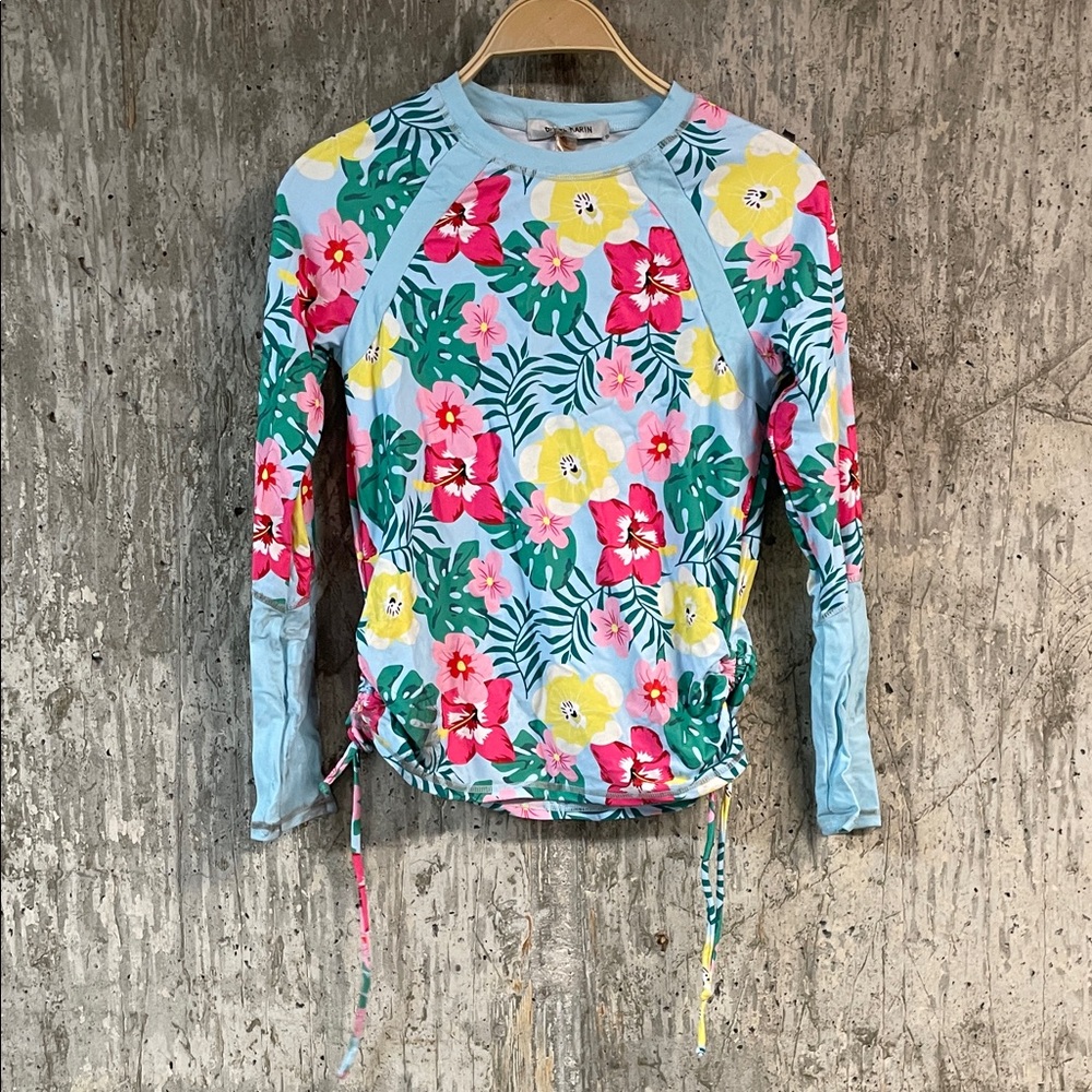 GRACE KARIN Girls' Long Sleeve Rashguard Floral Swimwear Size 14Y